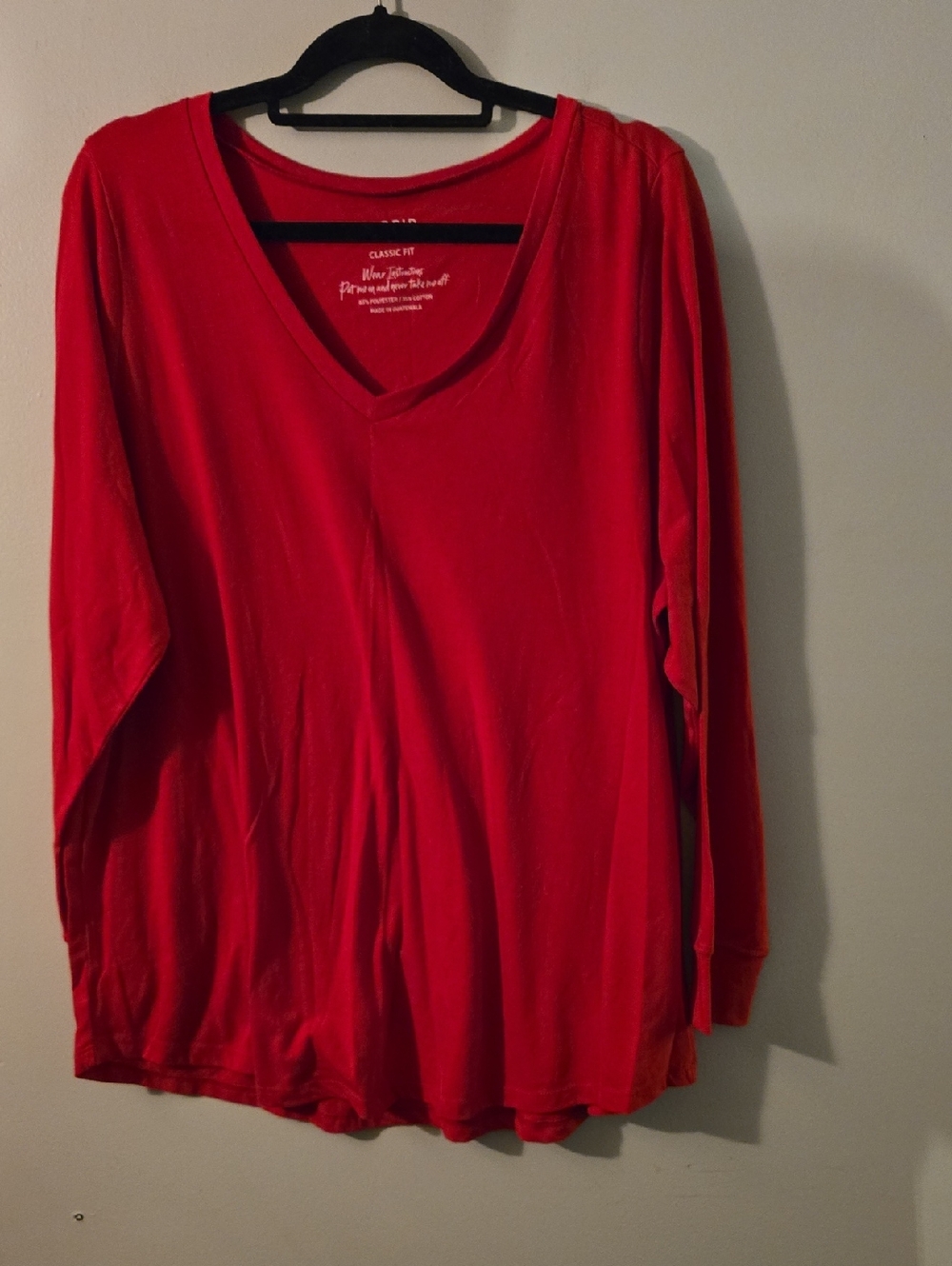 torrid Red V-Neck Long Sleeve Tee